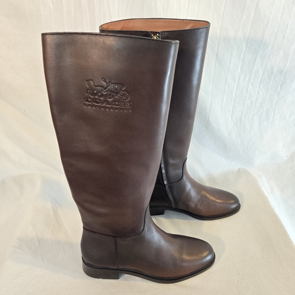 Coach Women's Size 8B Brown Fynn Leather Boots New - Picture 2 of 9